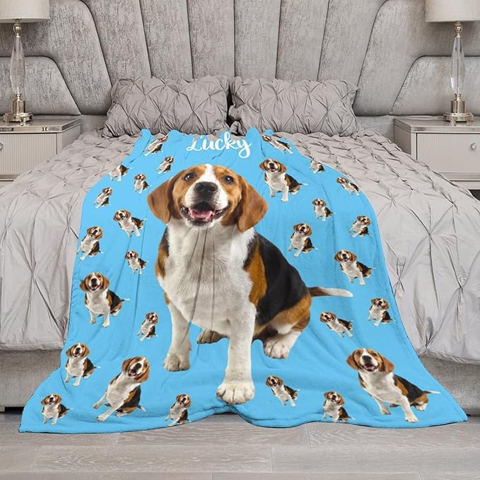 Personalized Dog Portrait Blanket Using Pet Photo & Name Custom Pet Memorial - Image 7