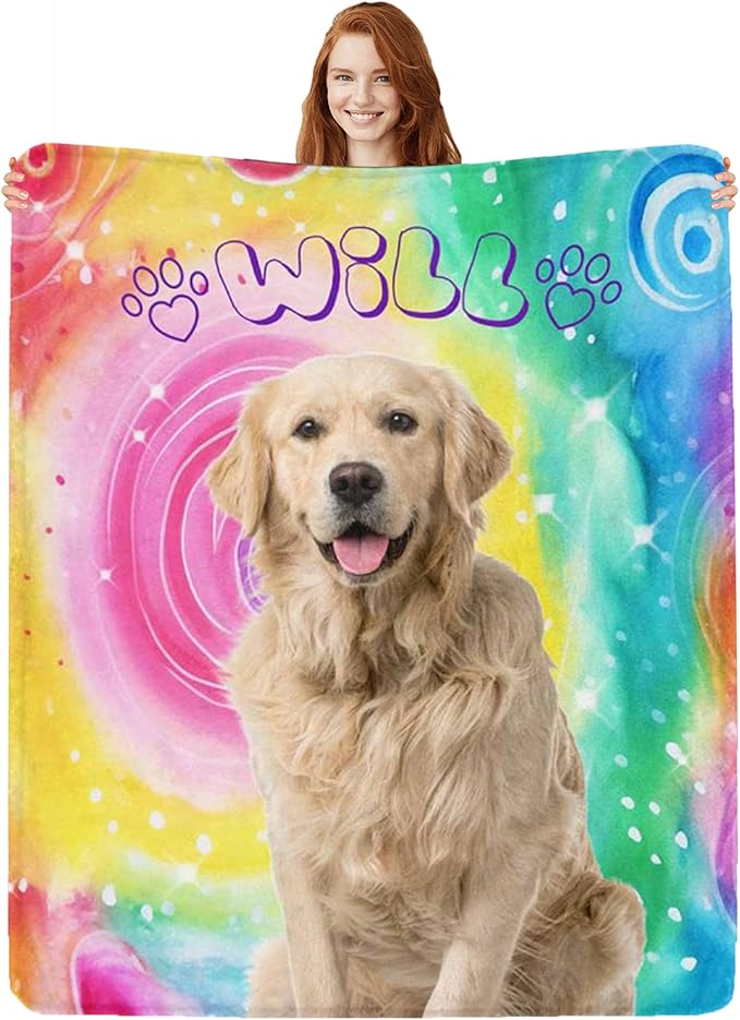 Personalized Cat Dog Portrait Blanket by Artsadd