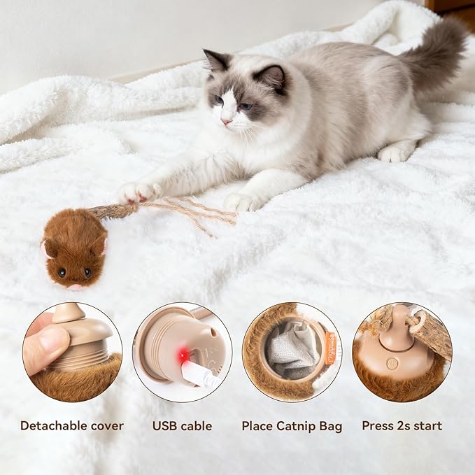 Migipaws Interactive MigiMouse Cat Toy 360° Rolling & Spin - Image 6