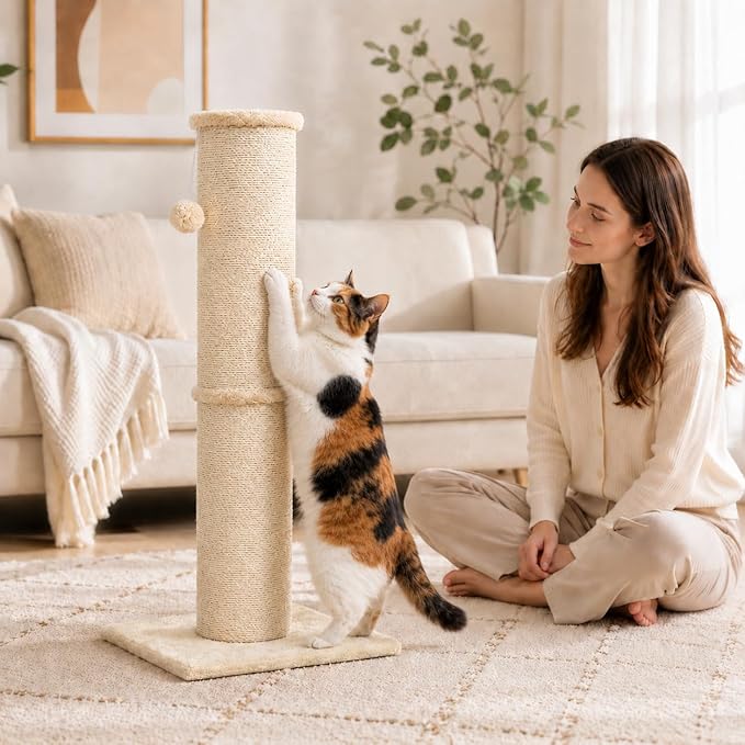PAWSCRAT Cat Scratching Post 32 Inch High, 5.5 Inch Large Diameter Natural - Image 8