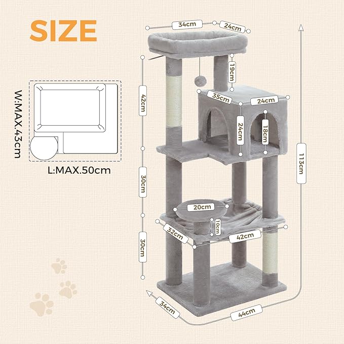 MUTTROS Cat Tree for Indoor Cats, 44.5" Multi-Level Cat Tower - Image 8