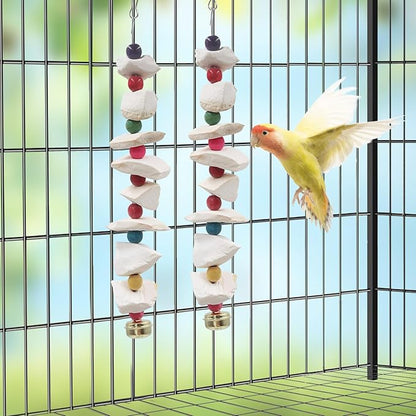 2 Pack Bird Toys with Cuttlebone, Parakeet Toys, Bird Beak Grinding Stone - Image 5