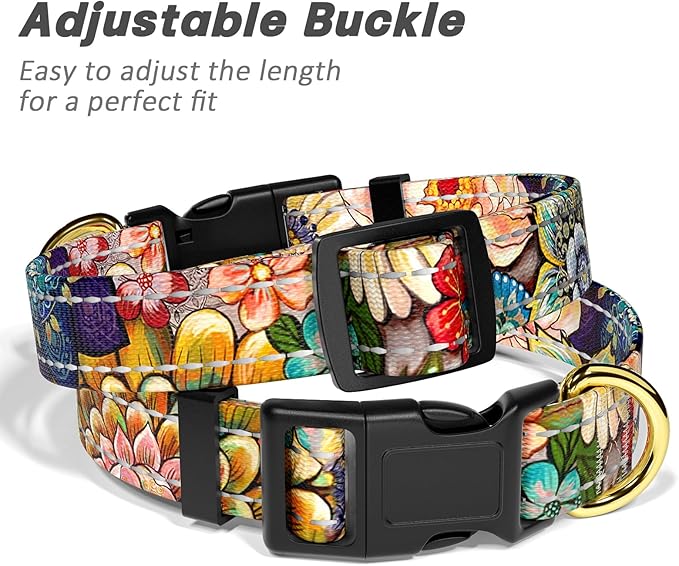 Reflective Dog Collar for Large Dogs, Cute Boho Adjustable Heavy-Duty Nylon - Image 6