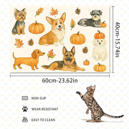 HOMETITUTE Fall Dog Pet Feeding Mat Autumn Pumpkin Design Food Mat - Image 4