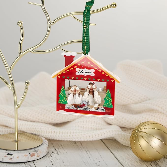 UNIQOOO 2025 Mantel House Christmas Acrylic Picture Frame Ornaments - Image 8