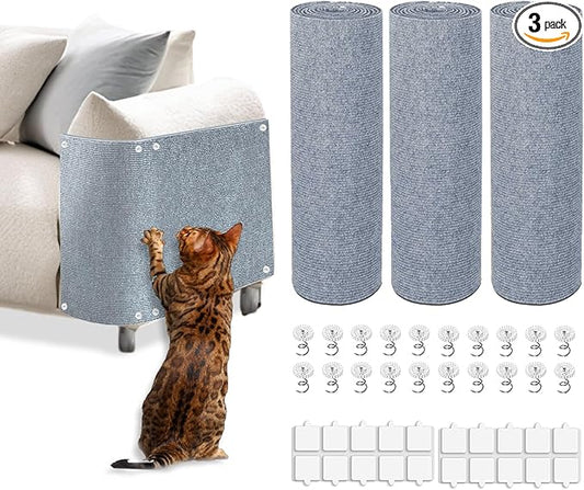 3PCS Cat Scratch Mat, 39.4"x11.9" DIY Trimmable Self-Adhesive Cat Scratching Mat by TEBANTY