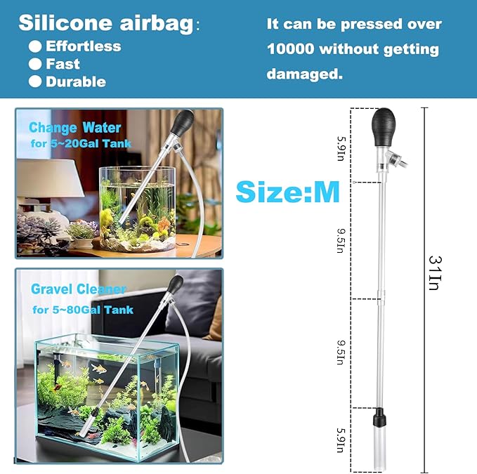 Carefree Fish Aquarium Gravel Cleaner 6Ft Hose Fish Tank Water Changer Sand - Image 2