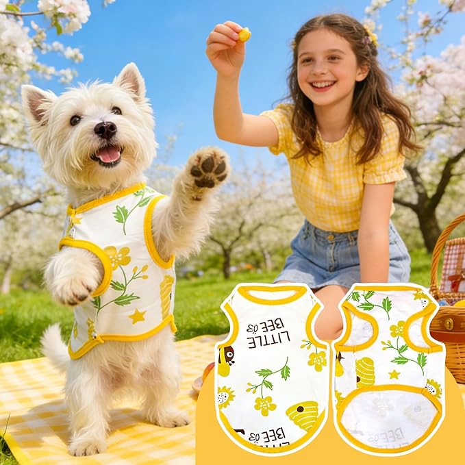 PETCARE Cartoon Dog Shirts for Small Dogs Cute Dog Clothes Yellow Bee Tshirt - Image 6