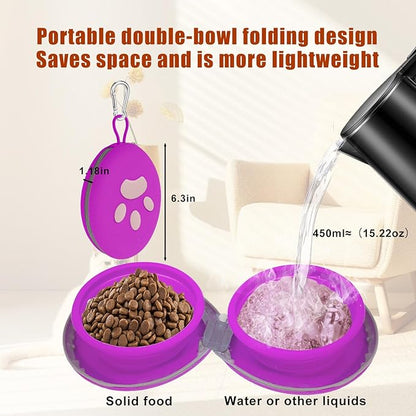 Collapsible Dog Bowls, 2-in-1 Silicone Pet Food and Water Bowl - Image 2
