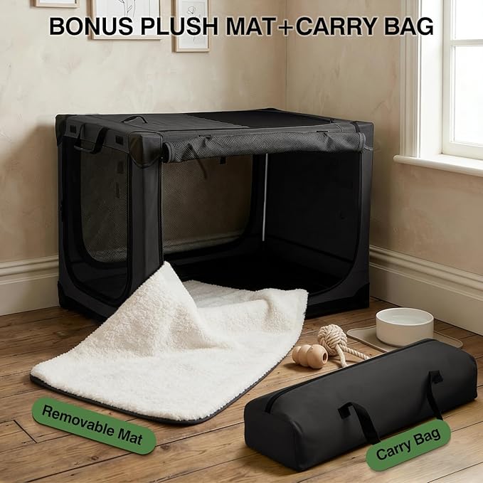 Veraste 24" L x 17" W x 17" H Collapsible Travel Dog Crate, Portable Soft Dog - Image 4