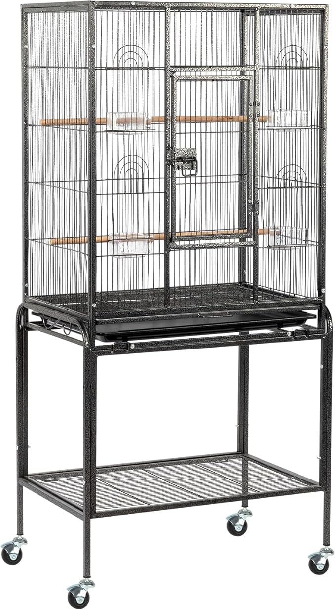 VINGLI 53-inch Bird Cage with Wheels, Durable Wrought Iron Parakeet Cage with by VINGLI