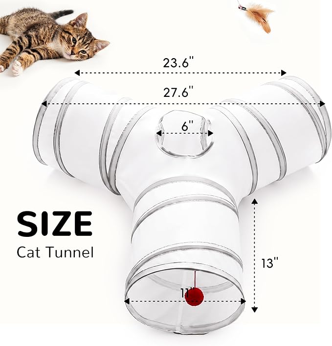 Tempcore Cat Tunnel for Indoor Cats, 3-Way Collapsible Play Tunnel - Image 4