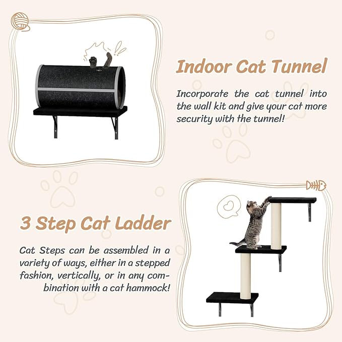 NUNU LAB 7-in-1 Cat Wall Shelves, Wall Mounted Cat Climber Set, Cat Furniture - Image 5