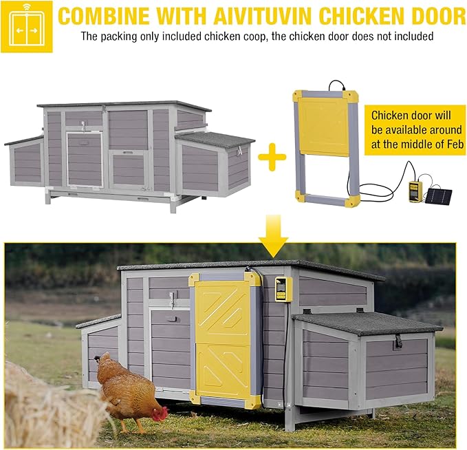 Aivituvin Chicken Coop Two Nesting Boxes Large Wooden Hen House Weatherproof - Image 2