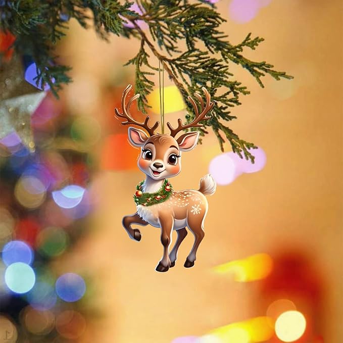 9 Pcs Christmas Ornaments Cute Reindeer Xmas Tree Decorations Acrylic Winter - Image 4