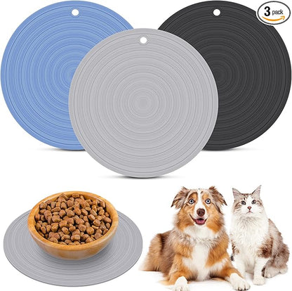 3 Pieces Silicone Pet Food Mat Feeding Mat by Patelai