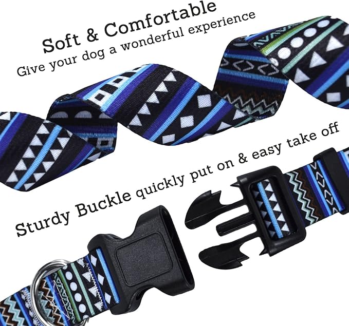 Mihqy Dog Collar with Bohemia Floral Tribal Geometric Patterns - Image 5
