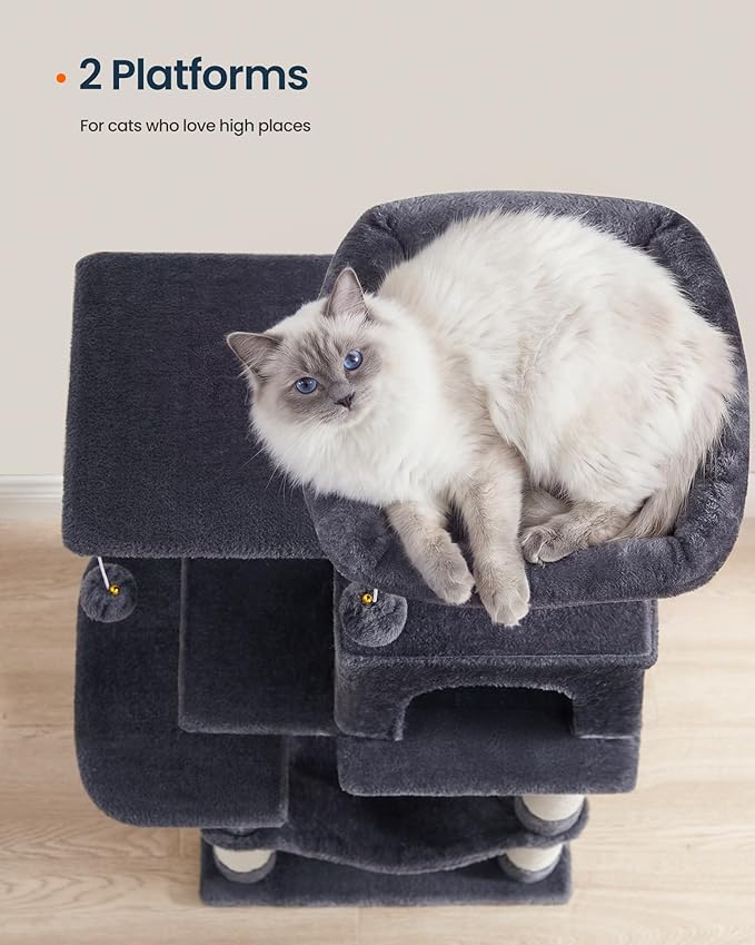 SONGMICS HOME Cat Tree for Indoor Cats, Hammock and Condo, Dark Gray - Image 4