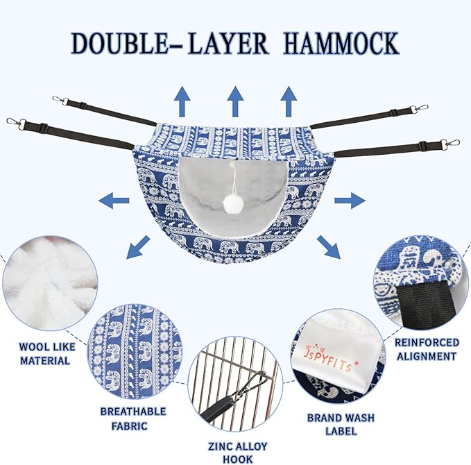JSPYFITS Cat Cage Hammock with Ball, Double Layer Hanging Adjustable Soft Pet - Image 4