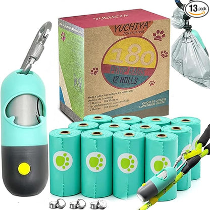 Dog Poop Bags Holder with LED Flashlight|Pet Waste Bags Dispenser by YUCHIYA