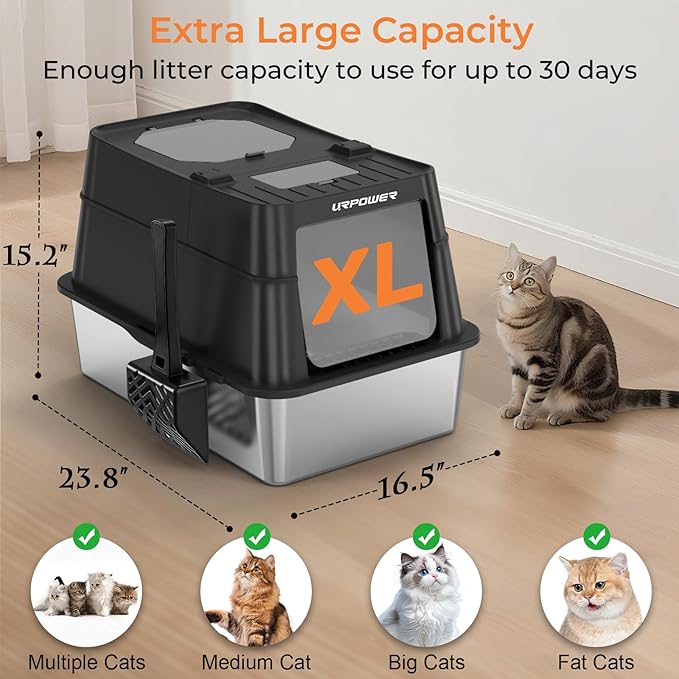 URPOWER Stainless Steel Cat Litter Box - Image 6
