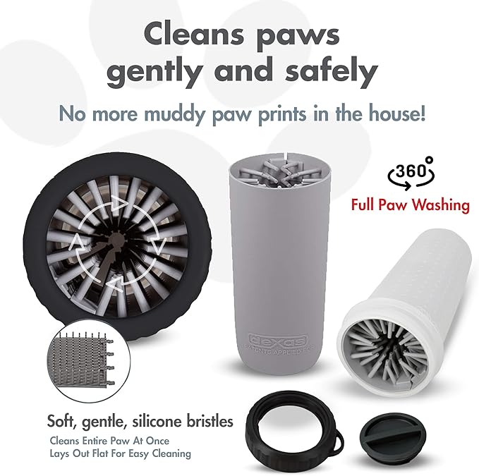 Dexas Lidded MudBuster Large Dog Paw Cleaner, Light Gray, Fits 2.5"-3.5" Wide - Image 2