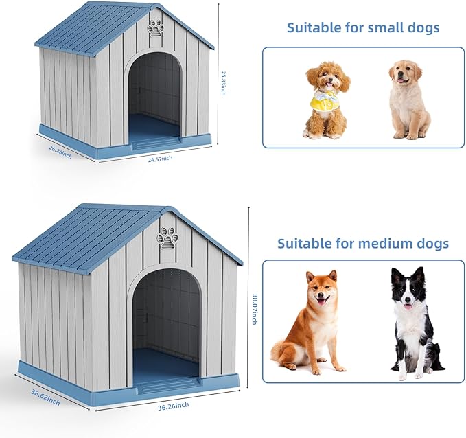 VIXZEN Dog House Outdoor, 26 Inch Resin Dog House Indoor Small Dog - Image 5