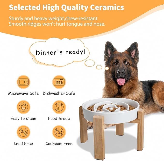 Elevated Slow Feeder Dog Bowl Large Breed, 8.8 Inch Ceramic Slow Eating Bowl - Image 5