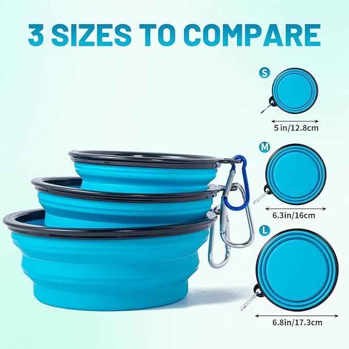 SLSON Collapsible Bowl with Cover Lids, 2 Pack Dog Travel Bowls Portable - Image 4