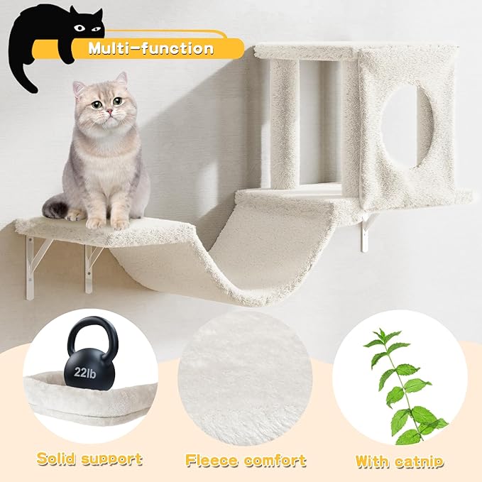 12-in-1 Cat Wall Shelves, Wall Mounted Cat Climber - Image 3