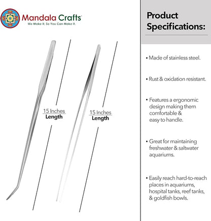 Mandala Crafts 15 Inches Silver Stainless Steel Straight and Curved Aquarium - Image 3