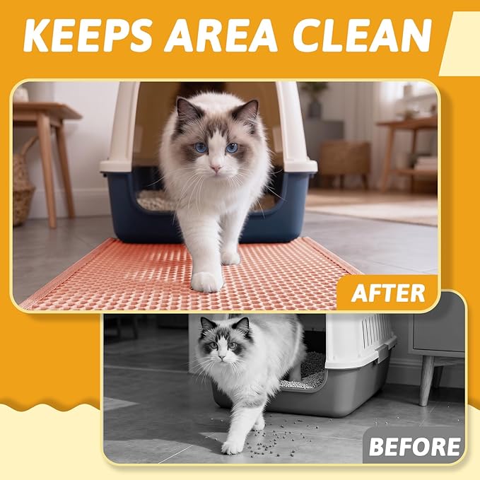 Pieviev Cat Litter Mat Double Layer Waterproof Urine Proof Trapping Mat 1 Pack) - Image 5