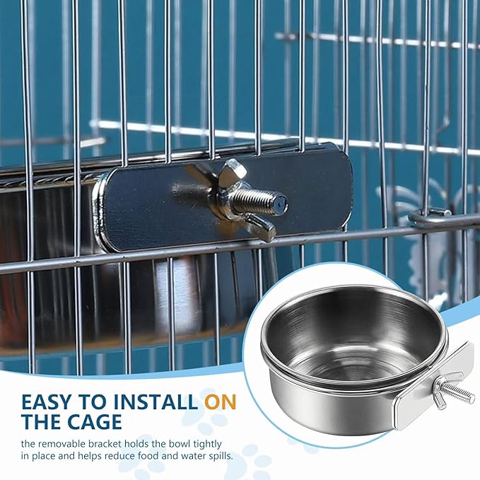 2Pcs Stainless Steel Bird Feeding Bowls, Small Bird Feeding Cup, Stainless - Image 3
