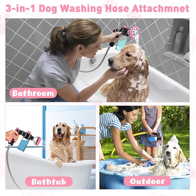 Dog Shower Attachment with 6.6FT Shower Hose, 8 Sprayer Modes Dog Washing Hose - Image 2
