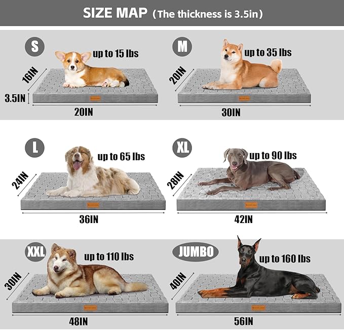 Patas Lague Orthopedic XL Dog Bed Large Sized Dog 48''X30'', Waterproof Soft - Image 5