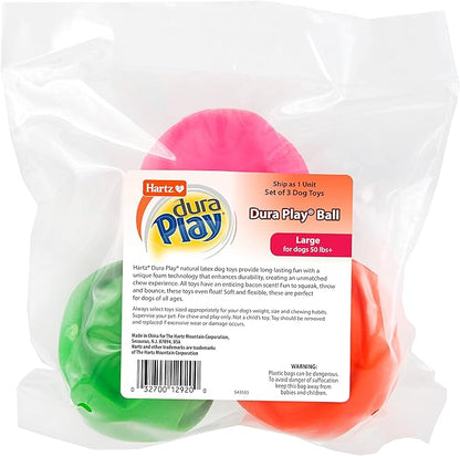 Hartz DuraPlay Ball Squeaky Latex Dog Toy, Neon Green, Neon Pink & Neon Orange - Image 9