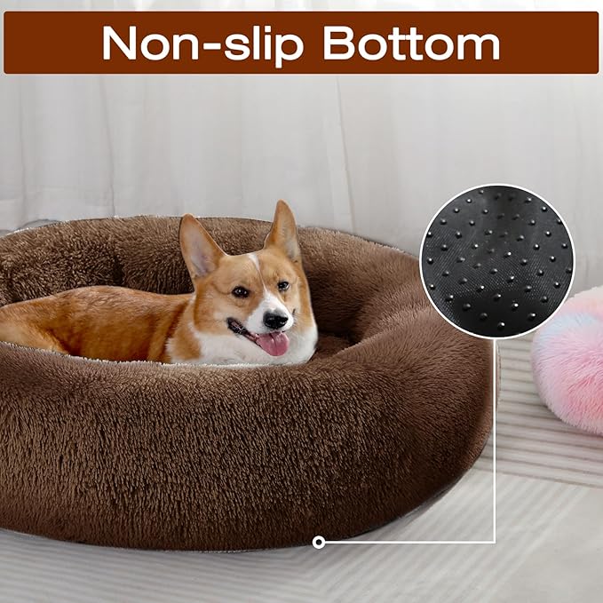 JOLLYVOGUE Dog Beds Large Sized Dog, Calming Anti-Anxiety Dog Bed, Fluffy Donut - Image 4