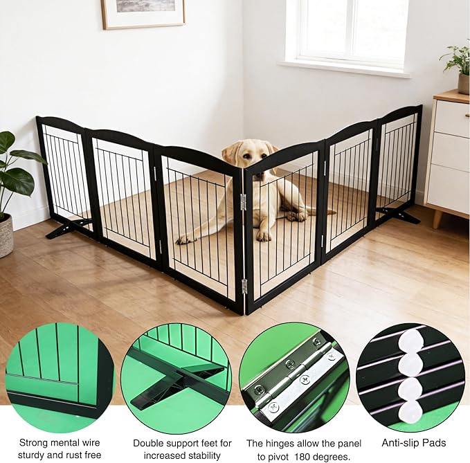 ZJSF Freestanding Dog Fence Indoor, Foldable Dog Gate - Image 5