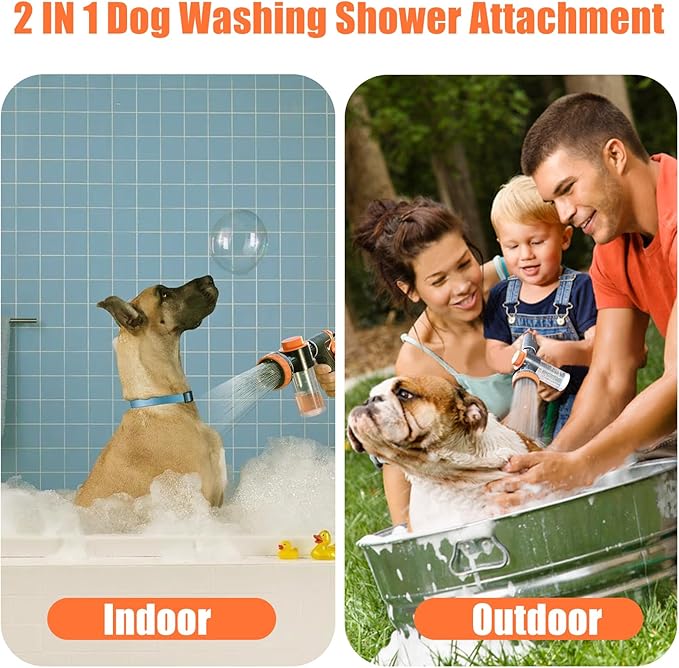 Dog Shower Attachment with Metal 3-Way Shower Diverter & 10inches Shower Hose - Image 2