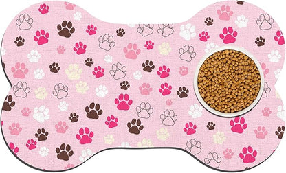 Pet Dog Cat Food Mat, Absorbent Bone Shaped Dog Bowl Mats - Image 2