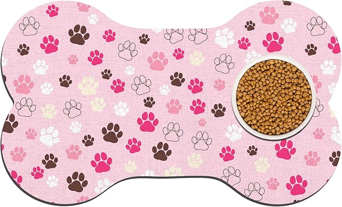 Pet Dog Cat Food Mat, Absorbent Bone Shaped Dog Bowl Mats - Image 2