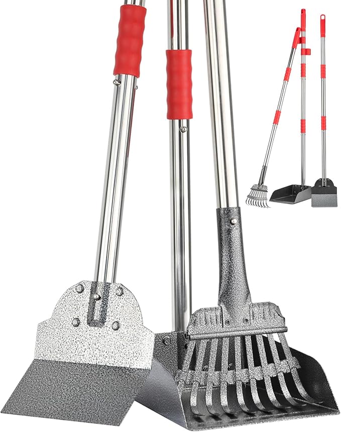 FUSBUNTY Pooper Scooper, Long Handle Dog Pooper Scooper, Heavy Duty Stainless by FUSBUNTY