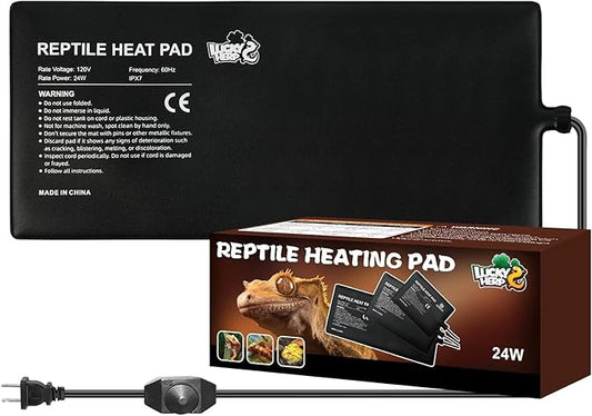 LUCKY HERP Reptile Heat Pad 8x18 Inch 24w, Under Tank Terrarium Heating Pad by LUCKYHERP