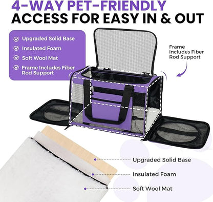 Expandable Cat Carrier Airline Approved Soft-Sided Pet Travel Carrier - Image 3