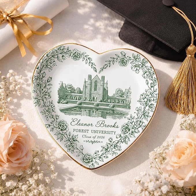 LOVELYPOD Custom Toile University Campus Trinket Tray, Personalized College - Image 5