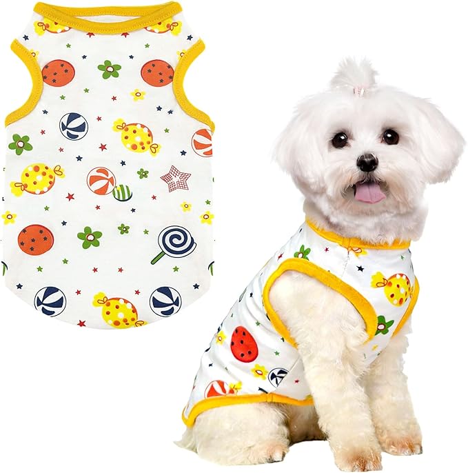 PETCARE Cartoon Dog Shirts for Small Dogs Cute Dog Clothes Yellow Lollipop by PETCARE