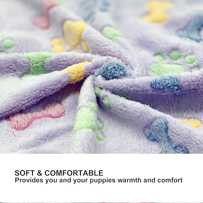 1 Pack 3 Puppy Blankets Super Soft Warm Sleep Mat Bone Print Cute Blanket - Image 5