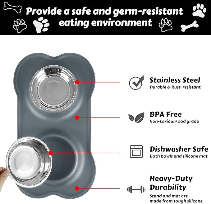 AsFrost Dog Food Bowls Stainless Steel Dog Food & Water Bowl Set - Image 2