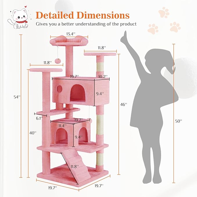 Sweetcrispy 54 Inch Cats Tree Tower, Indoor Cat Condo - Image 5