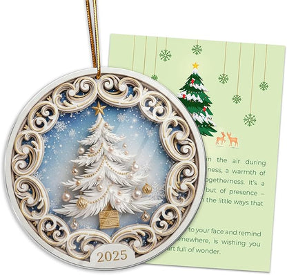 White Christmas Tree Ornament 2025, Elegant Holiday Ornament - Image 8
